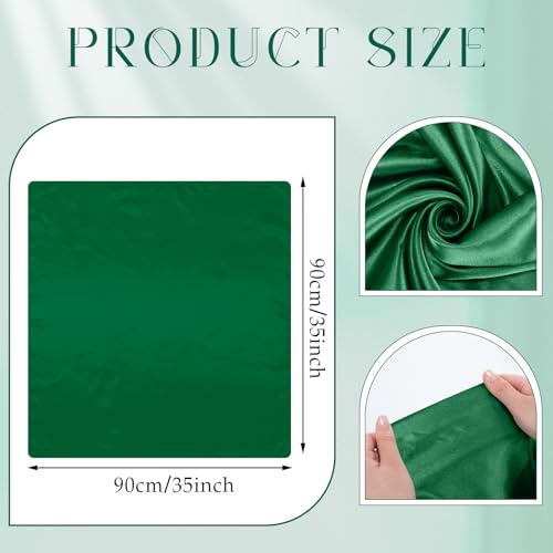 SATINIOR 35 Inch Silky Head Scarf 2 Pcs Large Square Neck Scarf Sleeping Hair Wrapping Satin Bandana for Women - color: Emerald Green, style: Classic