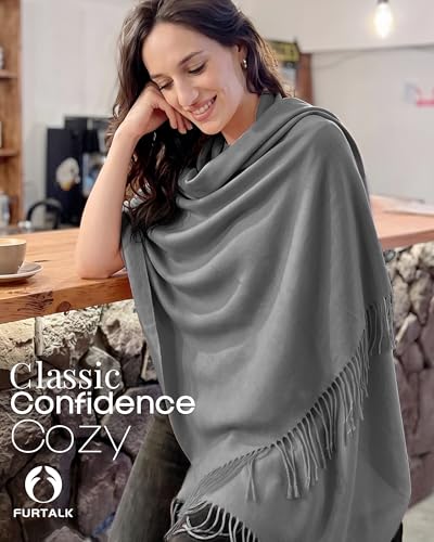 FURTALK Pashmina Shawl Wraps for Women Evening Dresses Blanket Scarves Fashion Scarf Wedding Gifts - color: Lightgrey