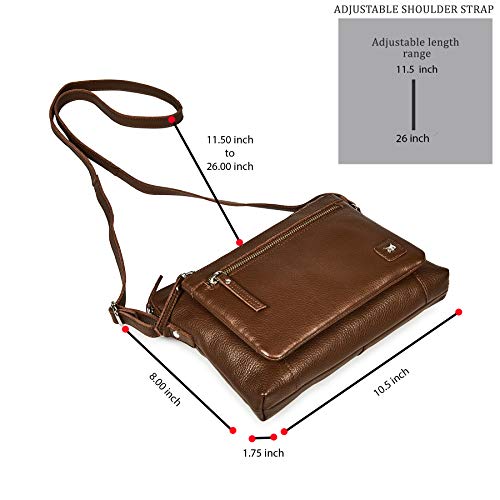 Leather Crossbody Bags for Women Small Soft Genuine Pebbled Sling Shoulder Handbag Crossover Purse with Full Adjustable Strap (Chocolate Nappa) - color: Chocolate Nappa