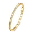 Turandoss Gold Bangle Bracelets for Women - Dainty 14K Gold Plated Tennis Bangle Bracelet Personalized Cubic Zirconia Oval Cuff Bracelets Jewelry Gifts - color: CZ Bangle - Shinny Tennis
