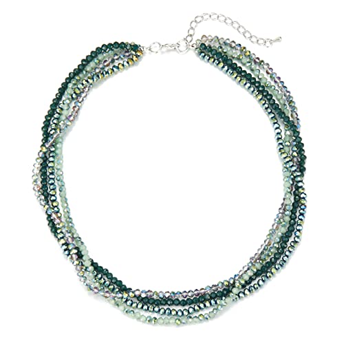 Noessla Beaded Statement Necklaces for Women Layered Chunky Bead Necklace Fashion Costume Jewelry Gifts for Mom - color: 029-Green