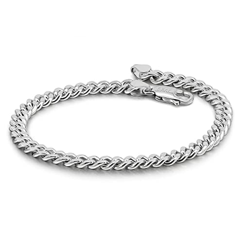 Dankadi Italian Sterling Silver Cuban Link Chain Bracelet Men 3MM 4MM 5MM 6.3 "6.7" 7 "7.5" 8 "8.5" 9 "Solid 925 Silver Bangle For Woman Cuff Jewelry Gift - color: 4MM, size: 6.3 inch