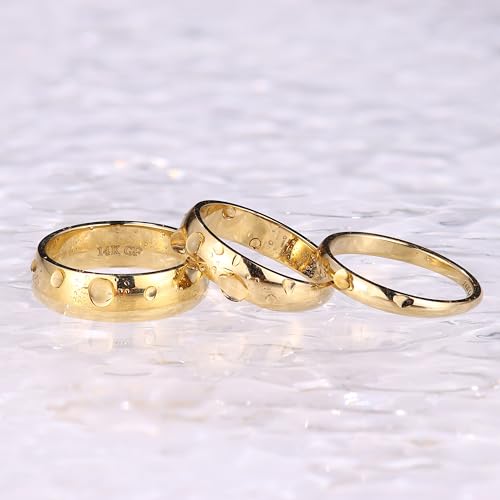 Florideco 14K Gold Filled Ring for Women Men Thick Thin Pinky Thumb Ring Wedding Band Ring Non Tarnish Plain Domed Comfort Fit Size 6 to 10 - color: 14K gold plated-3mm