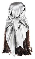 vabovin Satin Head Scarf for Women Solid Color, 35×35 in | Silk Feel Neckerchief, Hair Scarf, Fashion Bandana, Headscarf, Headband, Hair Wrap Sleeping, Daily Fashion Styling - color: 231 Grey