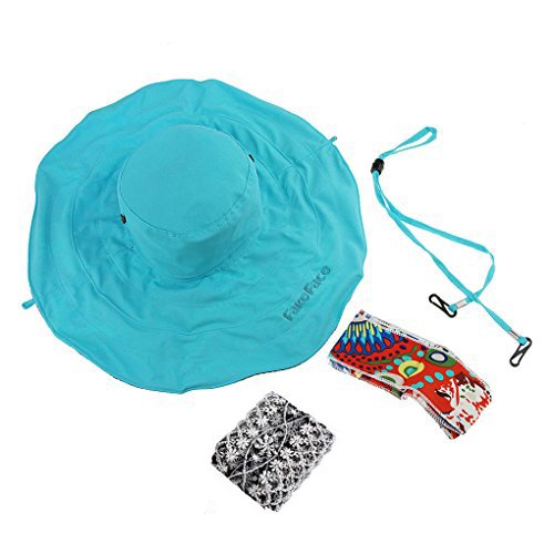 Women's Foldable Floppy Sun Hats Reversible Vacation Beach Cap Summer Wide Brim UPF 50+ Travel Fishing Bucket Hat - color: Blue