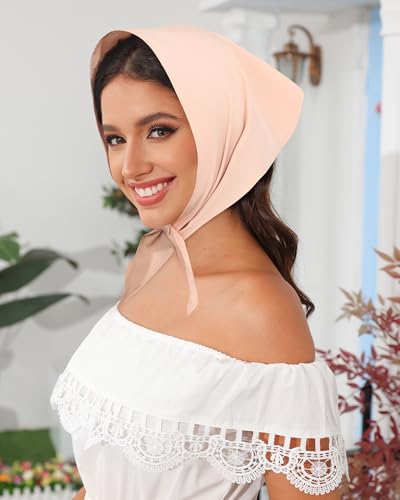AWAYTR 3Pcs Hair Bandanas Head Kerchief for Women Girls Tie-Back Boho Hair Scarf Headband Bandana Triangle Head Scarf - color: Khaki + Black + Leopard Brown