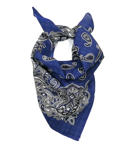 Shanlin Unisex Floral Cotton Square Scarf Bandanas 22x22 inch - color: Paisley_blue