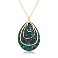 MOLOCH Long Necklace For Women Geometry Teardrop Acrylic Circle Pendant Necklace Statement Boho Acetate Resin Necklace Minimalist Gift - color: Dark green