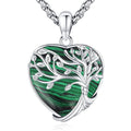 Turquoise/Amethyst/Moonstone/Black Onyx Tree of Life Necklace for Women Hummingbird Necklaces White Gold Plated Copper Jewelry - style: A-Tree of Life -Malachite