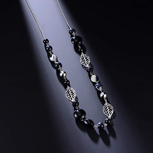 PEARL&CLUB Long Beaded Necklaces For Women - Sweater Chain Fashion Jewelry Necklace Gifts For Women - color: 24-Black