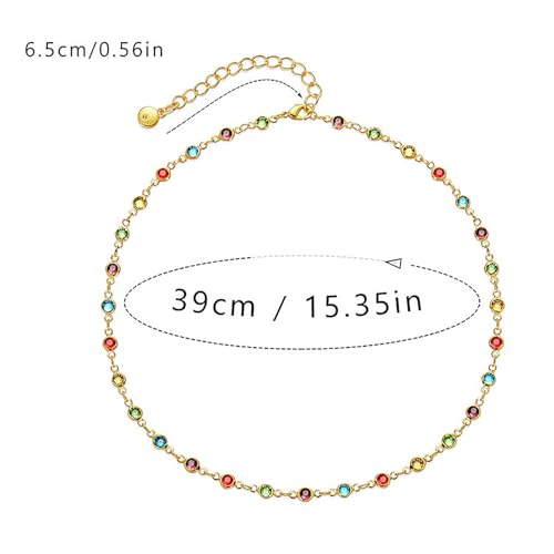 Beaded Choker Necklaces for Women 18k Gold Plated Dainty Gold Choker Necklaces for Women - style: round cz choker