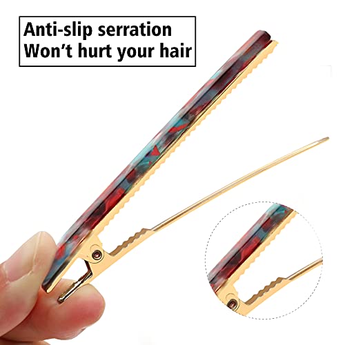 Cobahom 6Pcs Hair Clips,Hair Accessories for Women, Resin Duckbill Barrettes Fashion Chic Tortoise Shell Hair Clips for Women Girls and Hair Accessories(3 Red + 3 Bule) - color: 6 Pcs Blue & Red