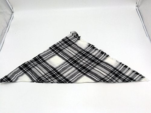 Wander Agio Womens Warm Long Shawl Winter Wraps Large Scarves Knit Cashmere Feel Plaid Triangle Scarf - color: Raw White Grey Colour 5