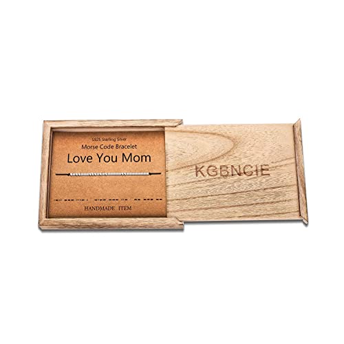 KGBNCIE Inspirational Gifts for Women, Morse Code Funny Gifts Bracelets for Women, S925 Sterling Silver Morse Code Bracelets Friend Gifts - style: 11 Love You Mom