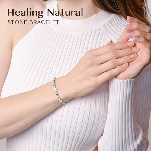 Inspirational Gifts Bracelets for Women: Healing Natural Stone Beaded Bracelets - Mothers Day Birthday Graduation Christmas Gifts for Women Friends Mom Daughter Sister Bestie - color: Amazonite-Love