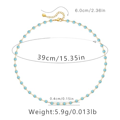 Beaded Choker Necklaces for Women 18k Gold Plated Dainty Gold Choker Necklaces for Women - style: light blue choker