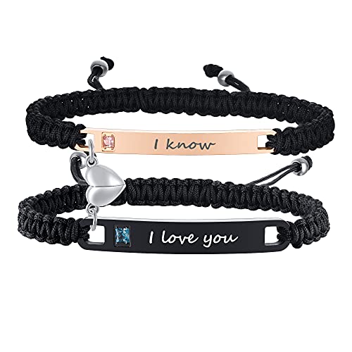 MEALGUET Personalized Couple Bracelet Customized Couple Bracelets Set Mutual Attraction Custom Name Relationship Bracelet Personalized Gift for Men Women - style: I love you-heart magnetic