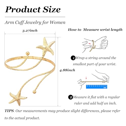 Frodete Arm Cuff Bracelet for Women Gold Upper Arm Jewelry Bangle Cuff Bracelets Starfish Shell Beach Jewelry Trendy Stuff Gifts - color: A1:arm cuff