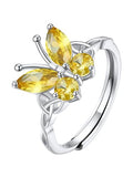 Custom4U Personalized 1-4 Birthstone Rings for Women Promise Rings for Her Sterling Silver Mothers Ring Customized Cubic Zirconia Stones Wedding/Valentine's Day/Mother's Day Jewelry Gift for Mom Wife - color: E11-Nov Butterfly-Silver