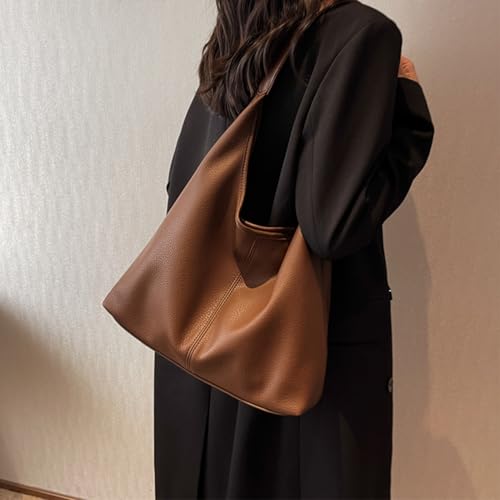 Straw Hobo Bag for Women 2026 Boho Woven Beach Purse Large Summer Straw Tote with Lining Black Raffia Shoulder Bag | straw material - color: Pu-coffee