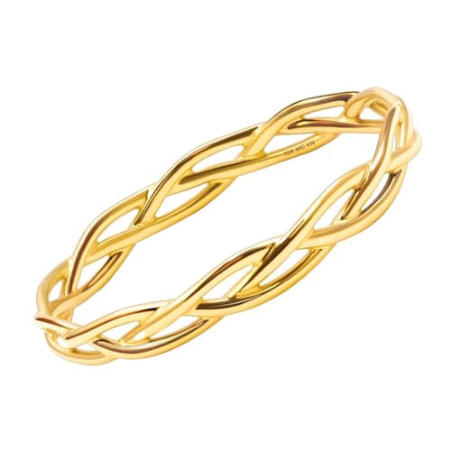 MAX + STONE Solid 10K Gold Rings for Women | Braided 10k Solid Gold Ring for Women | Comfortable & Thin Gold Stackable Rings | Hypoallergenic 10K Solid Gold Band Ring in Size 6-8