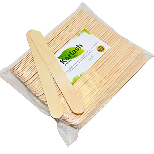 Karlash Large Wax Sticks, Wood Waxing Craft Sticks Spatulas Applicators for Hair Removal Eyebrow and Body (Pack of 100) - size: 1 Count (Pack of 100)
