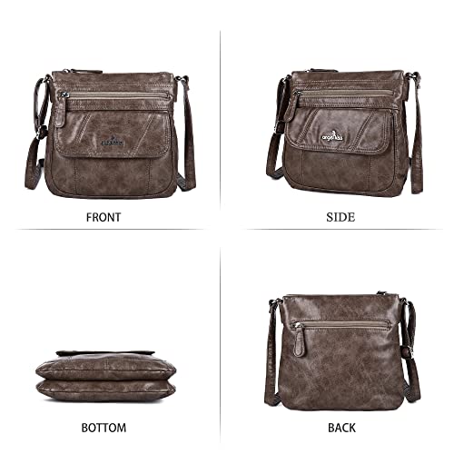 Angelkiss Small Womens Crossbody Bag Leather Shoulder Purse for Women Hobo Bag with Adjustable Shoulder Strap - color: 16taupe