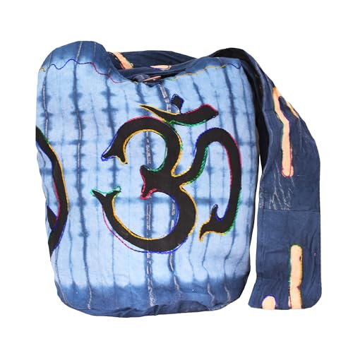 Mandala Crafts Hippie Bag, Large Boho Hobo Purse for Women, Crossbody Shoulder Sling Bags for Indie Style Bohemian Accessory - style: Navy Blue Om