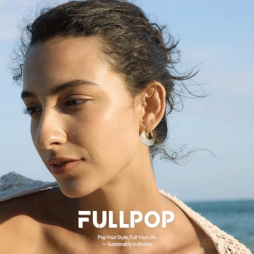 Fullpop Vintage Earrings for Women, Chunky 14K Gold Plated Resin Hoop Earrings Lightweight Hollow Drop Earrings Hypoallergenic Earrings for Women Vintage Anthropologie Jewelry Gifts for Women - size: Round-Light White
