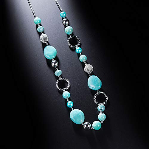 PEARL&CLUB Long Beaded Necklaces For Women - Sweater Chain Fashion Jewelry Necklace Gifts For Women - color: 23-Turquoise blue