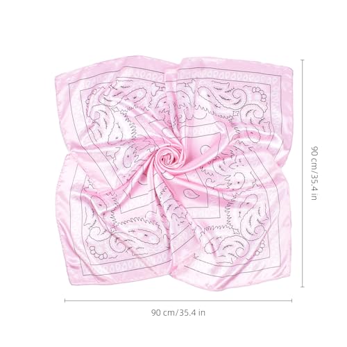 35” Satin Large Square Head Scarves-Like Silk Satin Scarf for Hair Wrapping at Night Bandana Square Scarf for Sleeping - color: Little Water Drop-pink