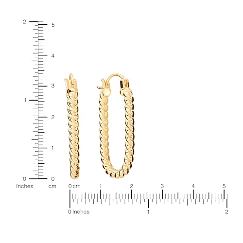 Amazon Essentials Plated Tailored Hoop Earrings - color: Gold Tone, size: L: 1.34" X W: 0.11"
