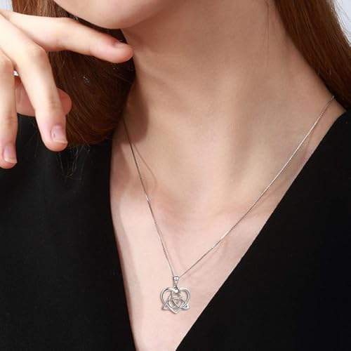 Celtic Jewelry Necklace Gifts Sterling Silver Good Luck Irish Vintage Triquetra Trinity Celtics Love Knot Pendant Necklace Christmas Gifts for Women Mother - style: Celtic necklace-Silver