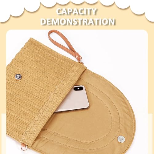 Crossbody Bags for Women, Straw Clutch Purses, Bohemian Handmade Woven Envelope Package, Tassel Handbags for Women | Bohemian - color: Khaki
