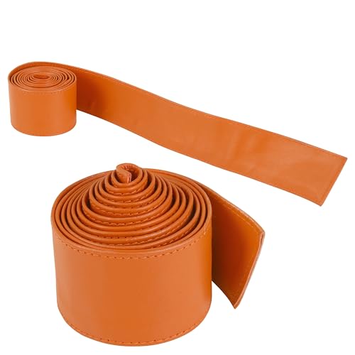 Woman's Obi Sash Tie Plus Size Waist Band Wide Solid Color Genuine Leather Belt - color: Orange