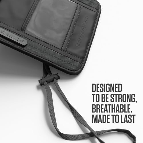 VENTURE 4TH Neck Wallet for Women & Men – RFID Blocking Passport Holder for Travel, Hidden Neck Pouch with 6 Compartments, Slim Lightweight Travel Organizer with Adjustable Strap (Sleek Gray) - color: Sleek Gray