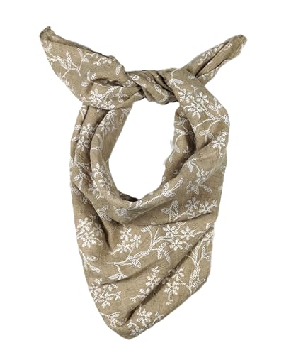Shanlin Unisex Cotton Square Bandanas Scarves 24x24 - color: Floral-khaki