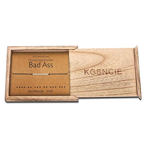 KGBNCIE Inspirational Gifts for Women, Morse Code Funny Gifts Bracelets for Women, S925 Sterling Silver Morse Code Bracelets Friend Gifts - style: 4-Bad a*s