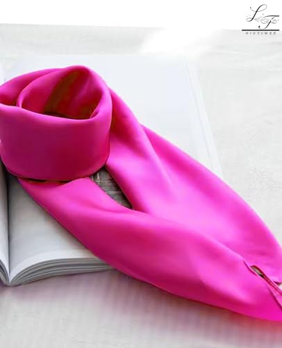 Hioyiwse Satin Square Scarf for Women Solid Color Emulation Silk Handkerchief Hair Ribbon Headband Handbag Purse - color: D7-rose Red(23.6*23.6inch)