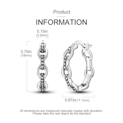 NARMO 925 Sterling Silver Hoop Earrings for Women Hypoallergenic Lightweight Simple Huggie Hoop Earrings Twisted Hoop Earrings Colorful Cubic Zirconia Hoop Earrings Rainbow Hoop Earrings - color: Chain Buckle