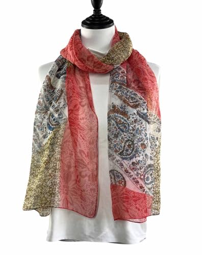 Xyueanlo Scarfs for Women Fashion Scarves Print Pattern Lightweight Sunscreen Scarf Wraps Shawls - color: Cashew Red