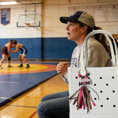 Baseball Softball Soccer Football Volleyball Sports Mom Charms for Bogg Bag Accessories Tassel Backpack Gifts - style: Wrestling Mom