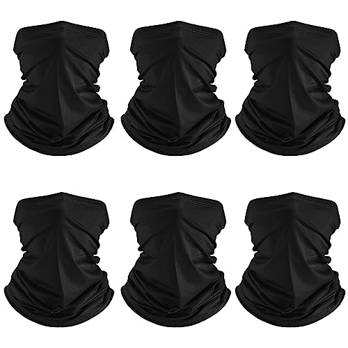 Geyoga 6 Pieces Summer UV Protection Cooling Neck Gaiter Face Clothing Neck Gaiter Mask Scarf Sunscreen Breathable Bandana - color: Black