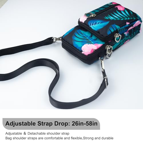 JANKS Small Crossbody Bag for Women - Mini Phone Purses with Crossbody Strap and Wallet - Nylon Arm Bag - color: B-amaryllis