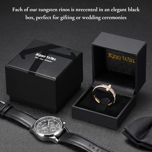 King Will 4mm/6mm Black Ceramic Rings, Men's Wedding Rings Spinner Flat Cut Wedding Band for Men Women Comfort Fit and Durable - color: Black 4mm