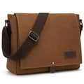 Cota's home Mens Canvas Messenger Bag, Satchel Bag for Men, Fits 14" Laptop, Compact Work Bag for Office & Travel - color: Mocha Brown