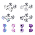 Mayhoop 16g Cartilage Earrings - Men Women Surgical Stainless Steel Tragus Piercing Jewelry Stud Hoop Forward Helix Rook Daith Conch Earrings - style: Purple