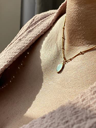 Green Aventurine Stone Pendant Necklace for Women Dainty 18K Plated Gold Chain Choker Necklace,Layered Necklace,Jewelry Set Non Tarnish - color: Blue