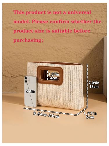 OYOANGLE Women's Braided Straw Clutch Boho Woven Purse Top Handle Square Bag Vacation Handbags - color: Brown