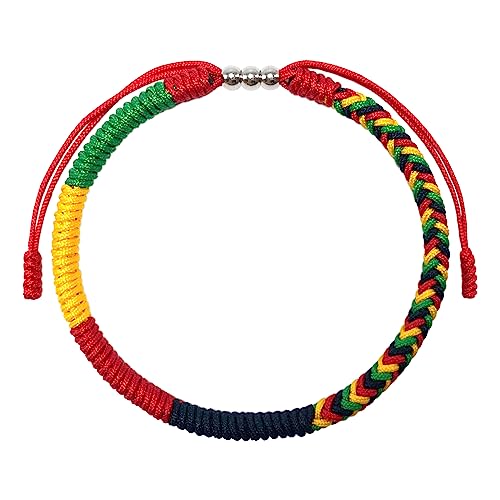 LAMIBEE Country Pride, Country Flag Code Bracelet, Protection and Lucky Sufer String Bracelet, Tibetan Wrist Wrap Bracelet, Boho Style Rope Bracelet for Women, Men, String Thread Bracelets - color: Africa